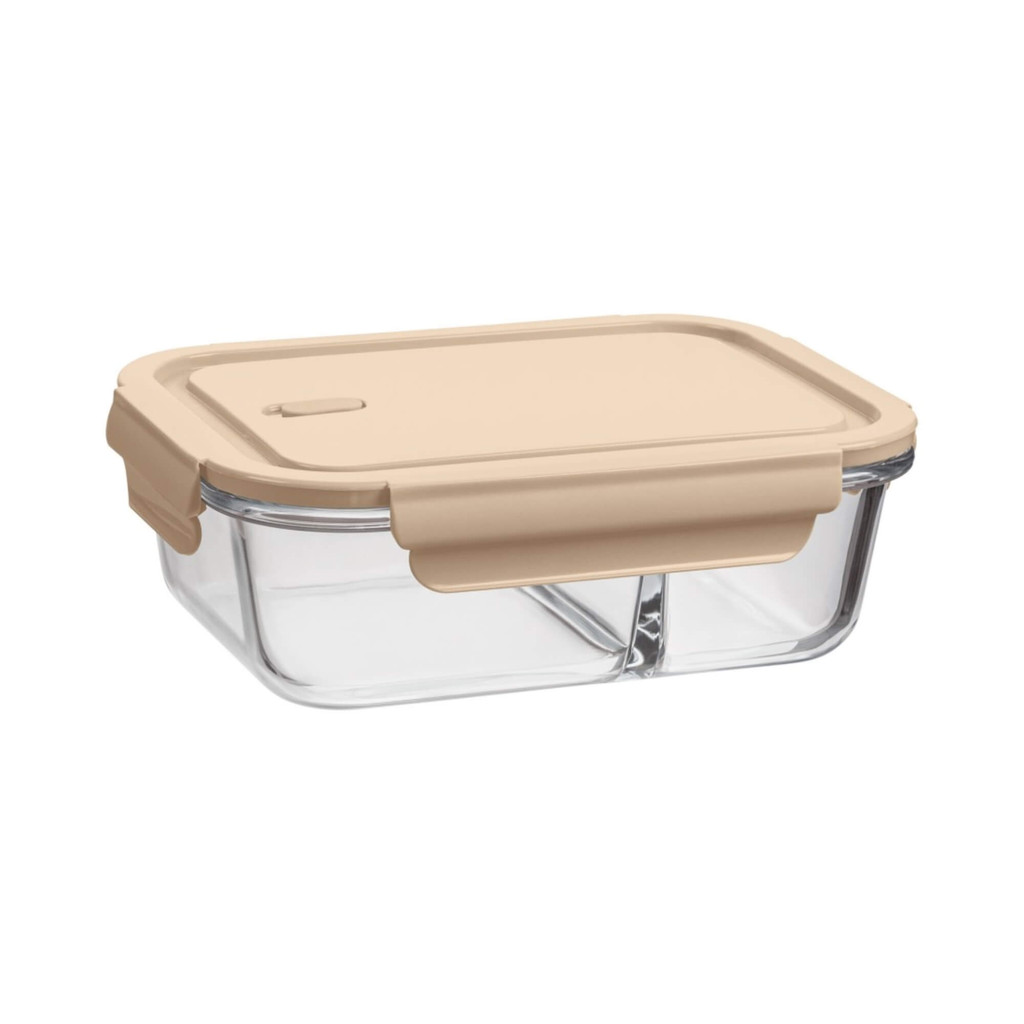 Pote Vidro Borossilicato com Divisória Hermético Organizador Capuccino 1L UZ Utilidades - UZ7047-CAP