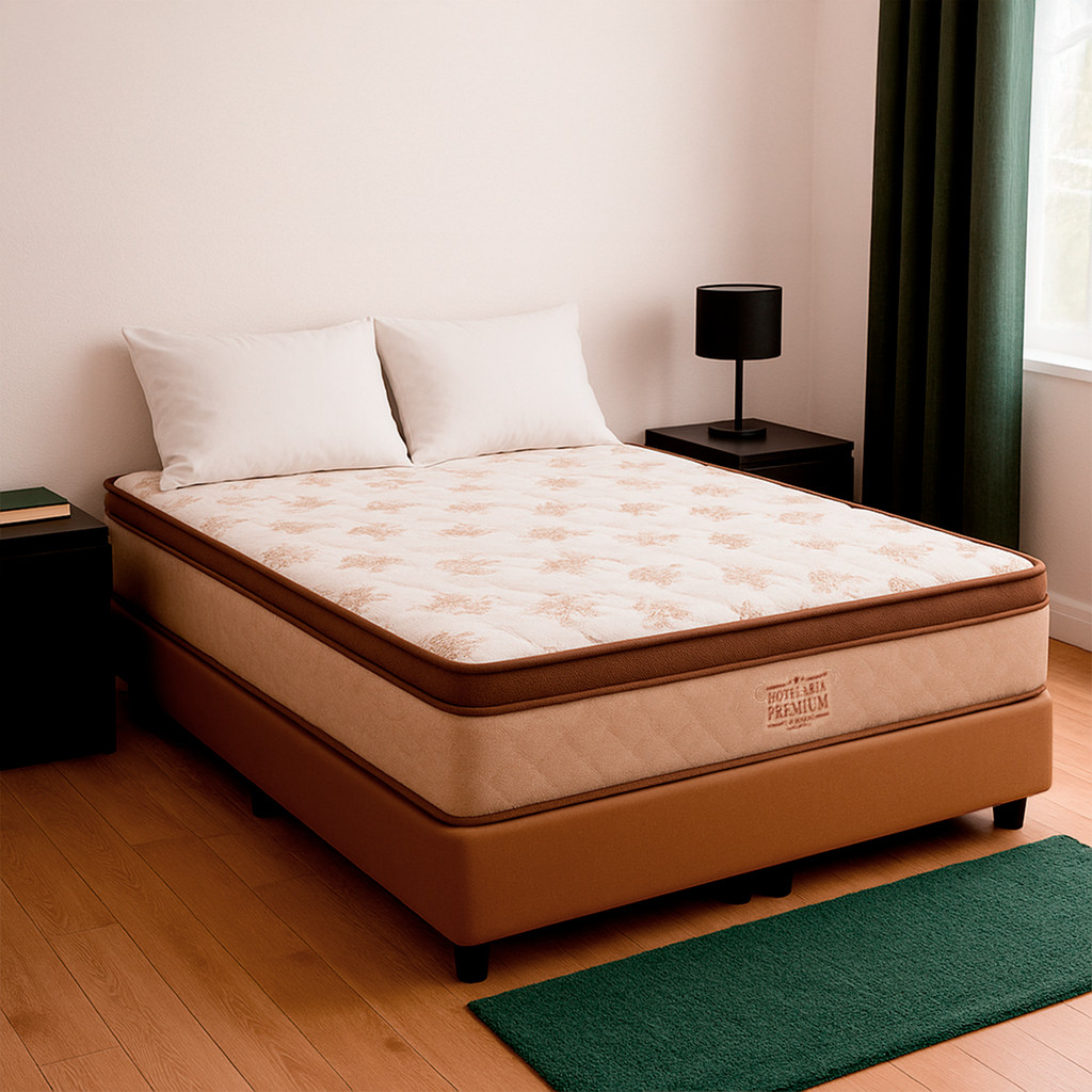 Cama Box Viúvo Bege e Colchão Four Season Molas Vstore