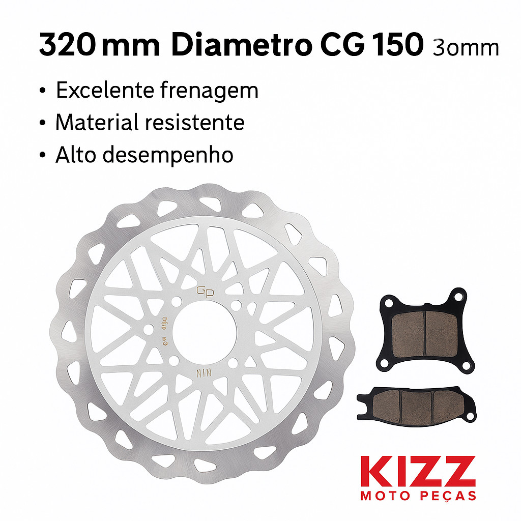 Disco C/ Pastilha Freio Diant. Gp7 Cg 150 09/15 320mm em Oferta na Shopee