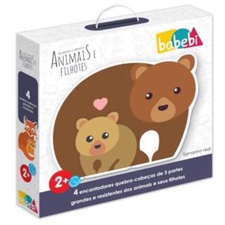 KIT 4 QUEBRA CABEÇAS ANIMAIS E FILHOTES BABEBI RACIOCÍNIO LÓGICO MDF MADEIRA INFANTIL JOGO EDUCATIVO em Oferta na Shopee