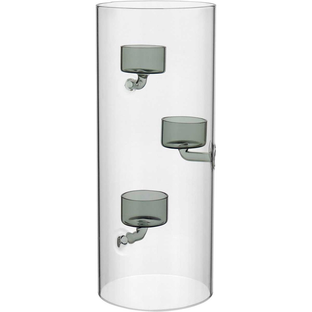 Castiçal 3 Velas em Vidro Borossilicato Transparente 12x30cm