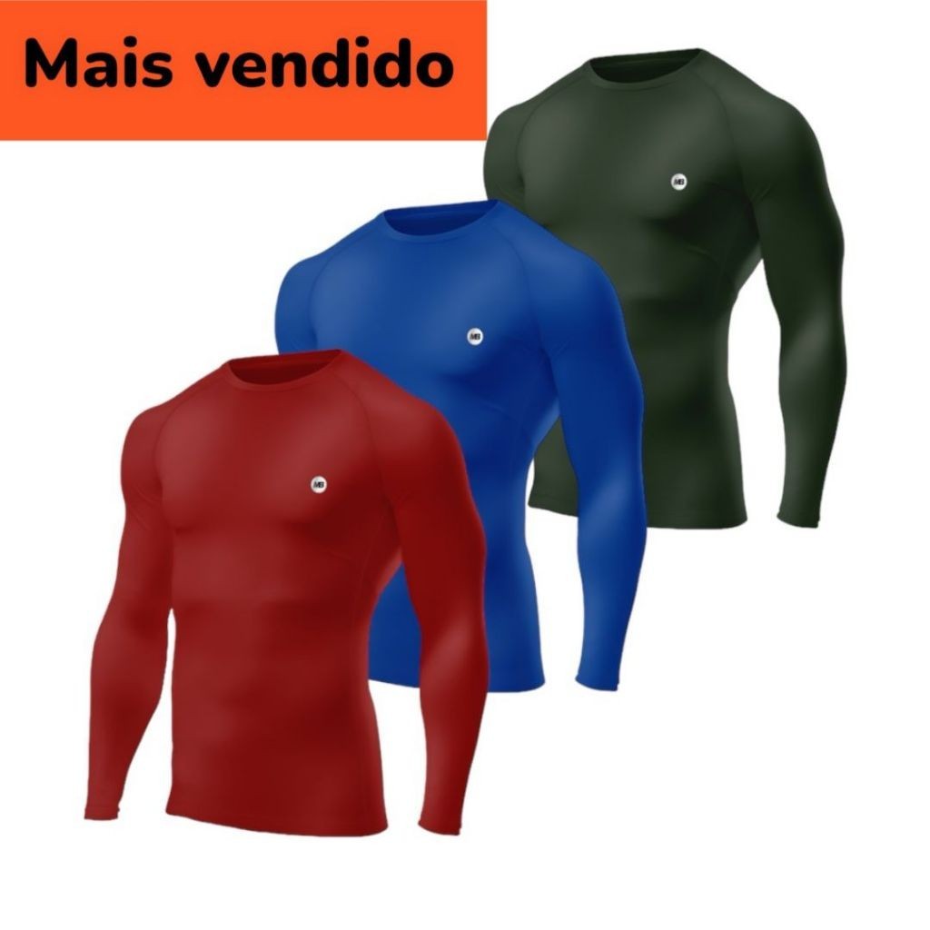 Kit Com 3 Camisas Térmicas Com Proteção UV Manga Longa Marca Mallbeck