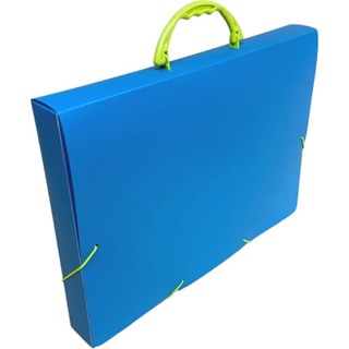 Pasta Maleta Plástica com ALÇA Oficio FULL Color Azul em Oferta na Shopee