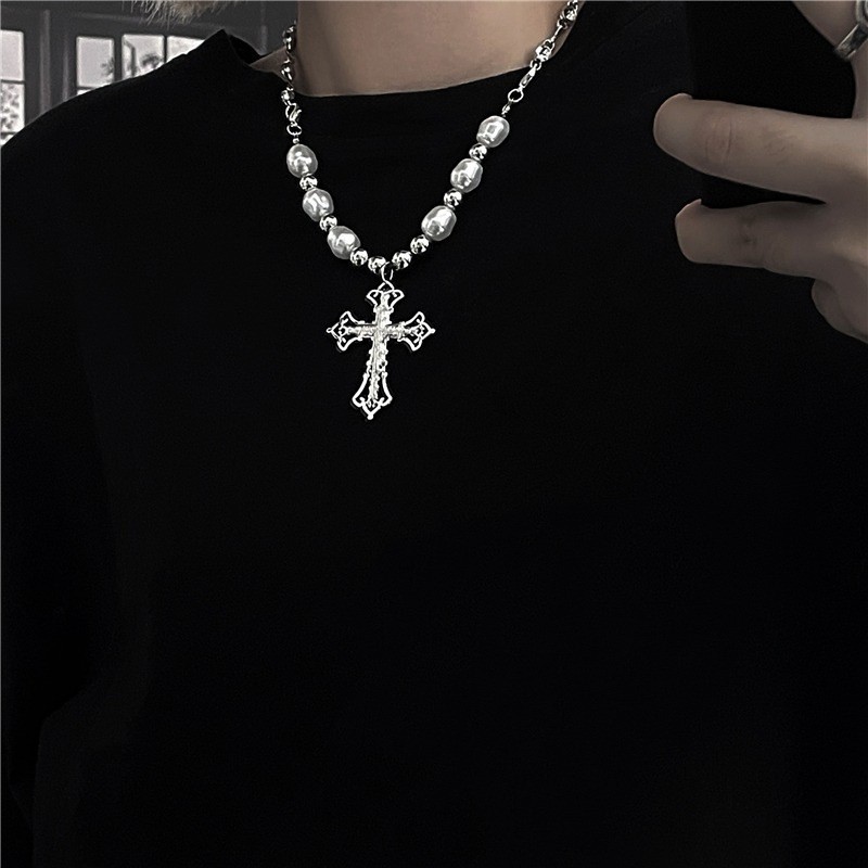 Personalidade Vintage Cross Pendant Collarboen Chain for Men Colares De Hip-hop Mulher Presentes De Jóias em Oferta na Shopee