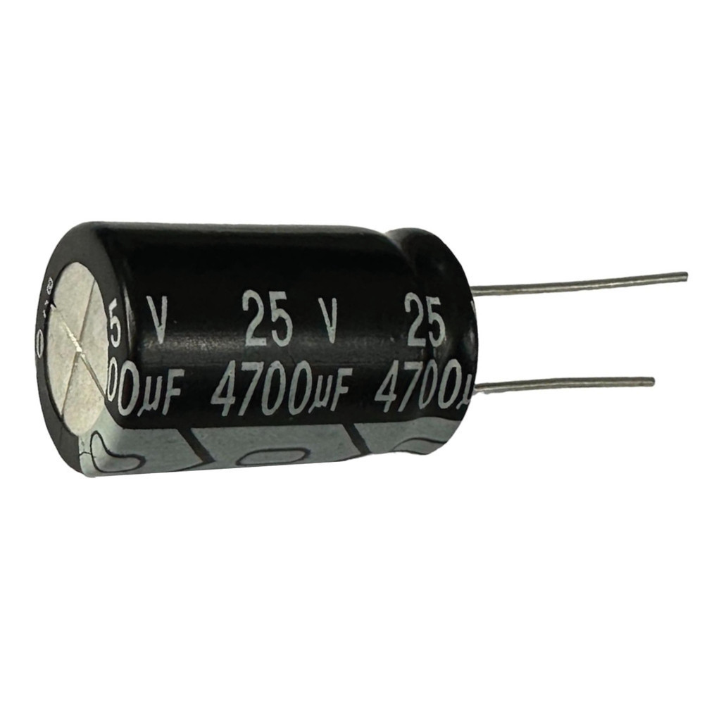 Detalhes do CAPACITOR ELETROLITICO 4700X25V - 4700UF X 25V - 105º GRAUS