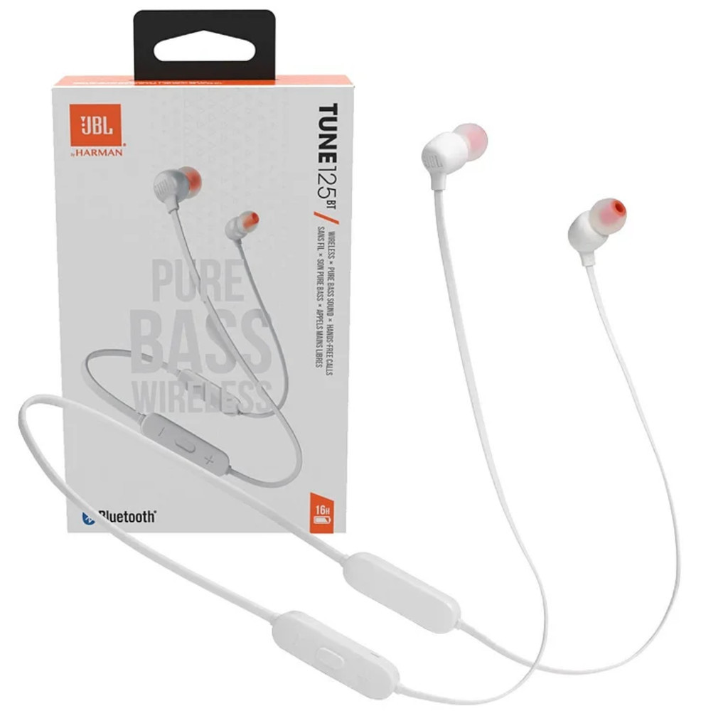 Fone De Ouvido JBL Tune 125bt White Bluetooth 5.0 Multiponto- Original com NF e Garantia