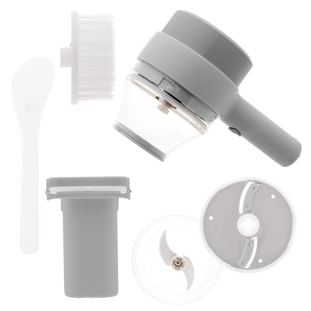 Mini Processador de Alimentos Multifuncional de Plástico com Entrada USB Cinza 19x8,5x13cm Wolff