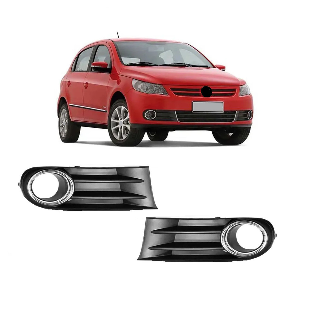 Par Grade Farol Auxiliar Gol G5 2008 2009 10 11 12 Aro Cromado