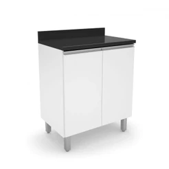 Balcão De Cozinha Top Class Mdp Preto E Branco Brilho Batrol Branco/preto