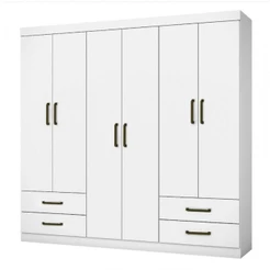 Guarda Roupa Casal Lu 6 Portas 4 Gavetas Branco