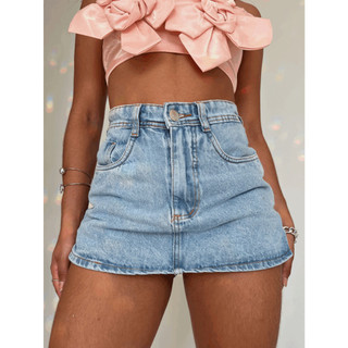 Lukasjeans 8183 Shorts saia Jeans feminino alça poliamida  short saia casual 8183