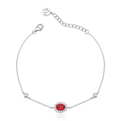 Pulseira Feminina de Prata 925 Cadeado com Zircônia Oval