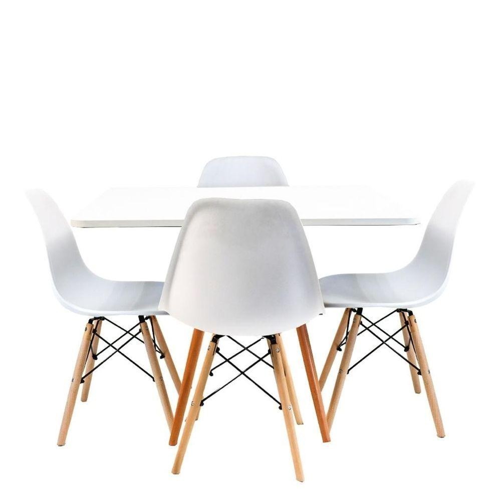 Conjunto Mesa Jantar Eiffel 80cm Branco Mdf 4 Cadeiras em Oferta na Shopee