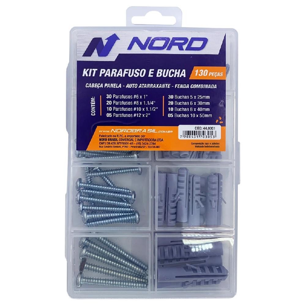 Kit Parafuso Cabeça Panela e Bucha 130 Peças (44,0001) - Nord em Oferta na Shopee