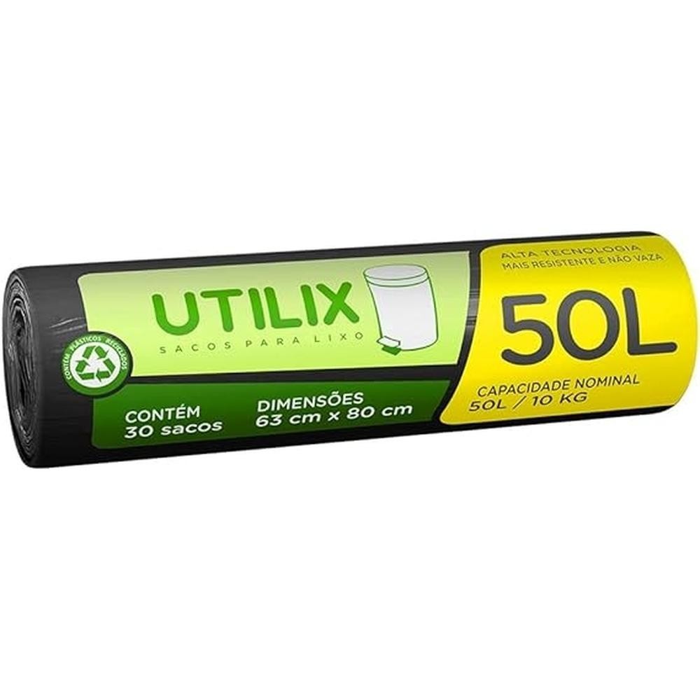 Sacos para Lixo 50l Utilix Preto 30un - Home & Living