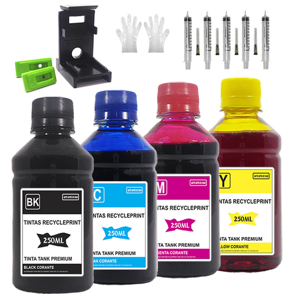 Kit Recarga Cartucho 1l Tinta Impressora Compatível com HP 2874 2774 667 667XL