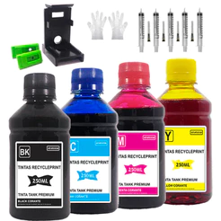 Kit Recarga Cartucho 1l Tinta Impressora Compatível com HP 2874 2774 667 667XL