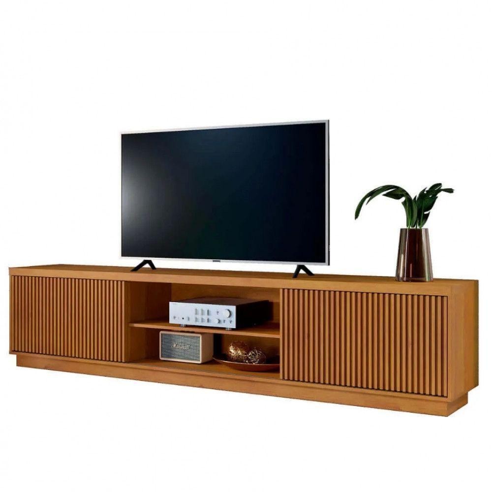 Rack Para Tv 75 Ripado 2pt Valencia Mavaular Naturalle - Home & Living