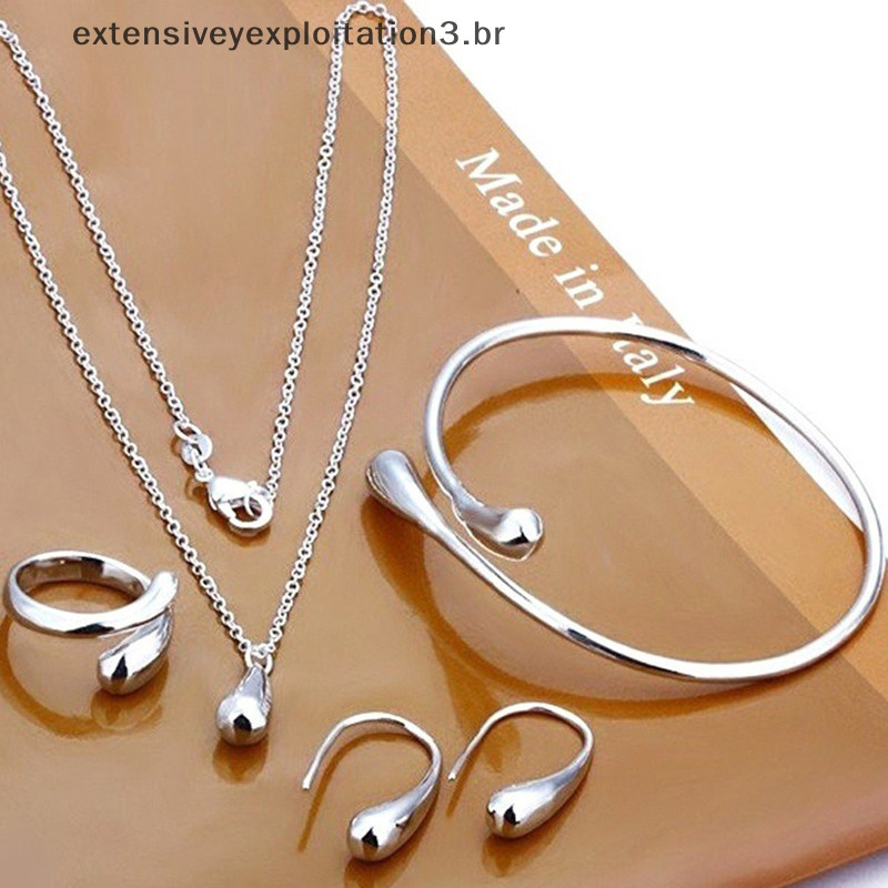 EEBR 4Pcs Conjunto De Jóias Fashion Teardrop Para Mulheres Colar De Anel Simples Brincos Banquete De Casamento Beleza em Oferta na Shopee