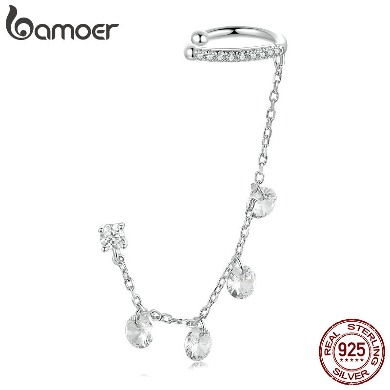 Brincos De Fita Bamoer 925 Sterling Clip 1 Peça De Orelha Estrelada Cintilante Para Mulheres em Oferta na Shopee