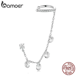 Brincos De Fita Bamoer 925 Sterling Clip 1 Peça De Orelha Estrelada Cintilante Para Mulheres
