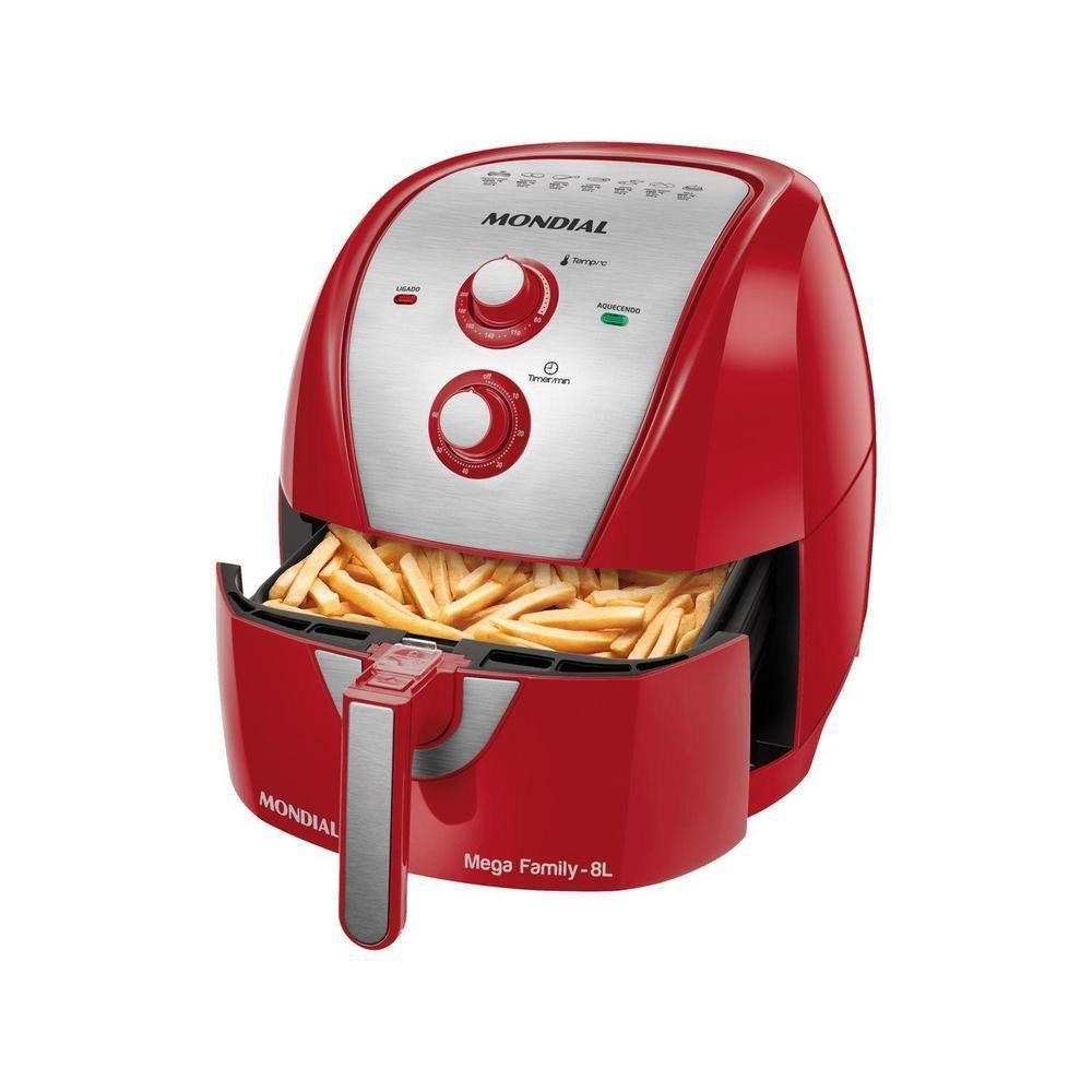 Fritadeira Elétrica Air Fryer 8 Litros Mondial AFN80 Vermelho/Inox 110V - Home Appliances