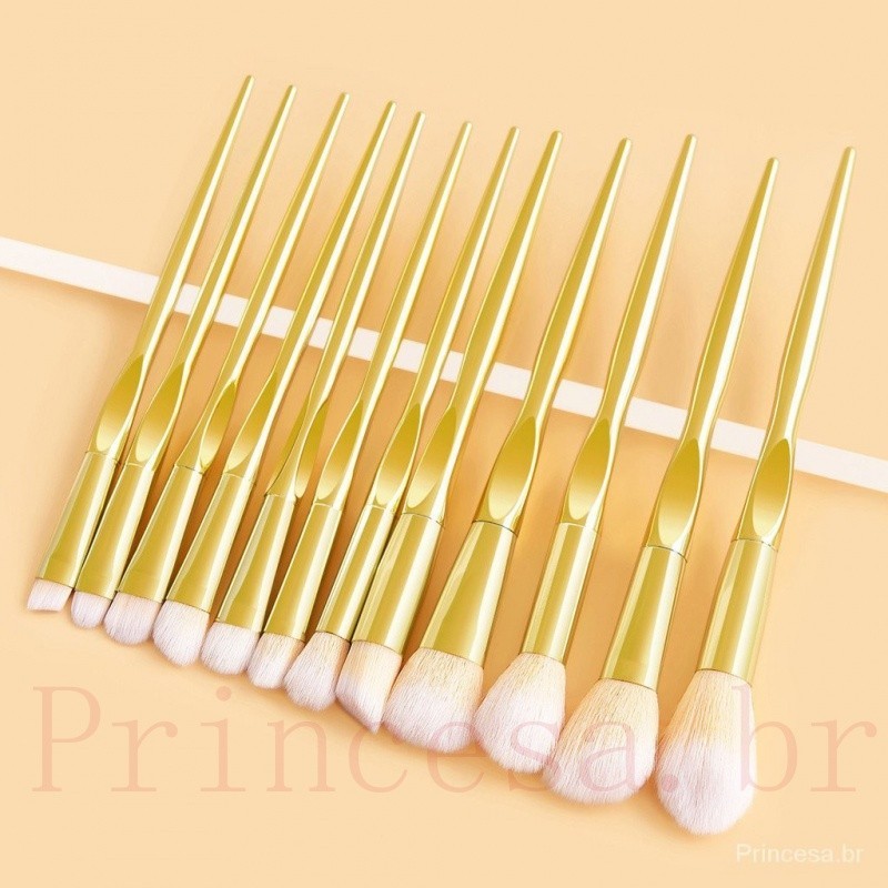 12 Golden HighQuality New Quality New Products Cross-Border Hot Sale Makeup Brush Set Inclui Escova Blush Loose Powder Brush Escova em Pó Escova para Sombra Escova para Sombra Escova para Sobrancelhas Escova para Sobrancelhas e outras vendas diretas de fá