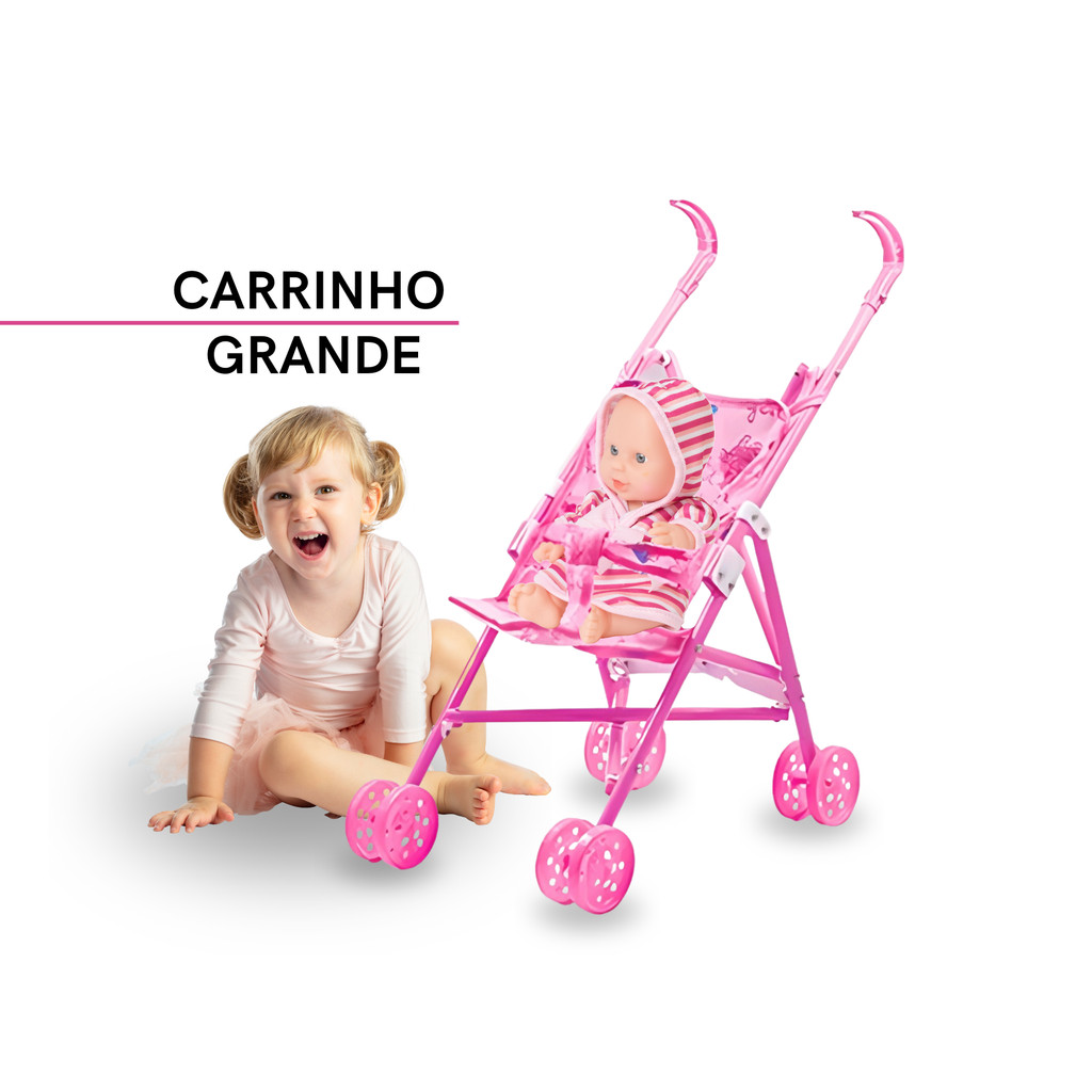 Carrinho De Boneca Bebe Reborn Brinquedo Infantil Passeio grande