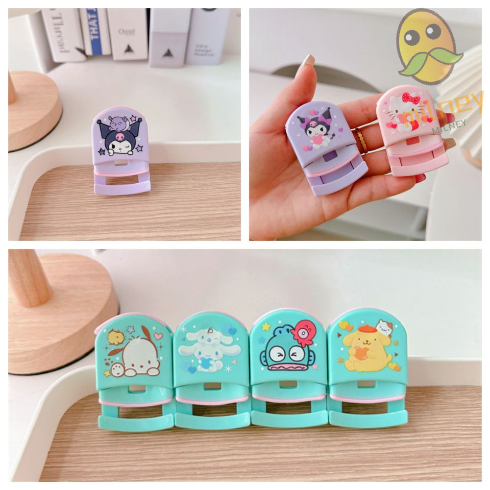 MILLNEY 2pcs Clip De Pestanas , Kuromi Hello Kitty Cinnamoroll Melody Eyelash Curler , Mini Ferramenta Auxiliar De Maquiagem Anime Para Meninas Iniciantes