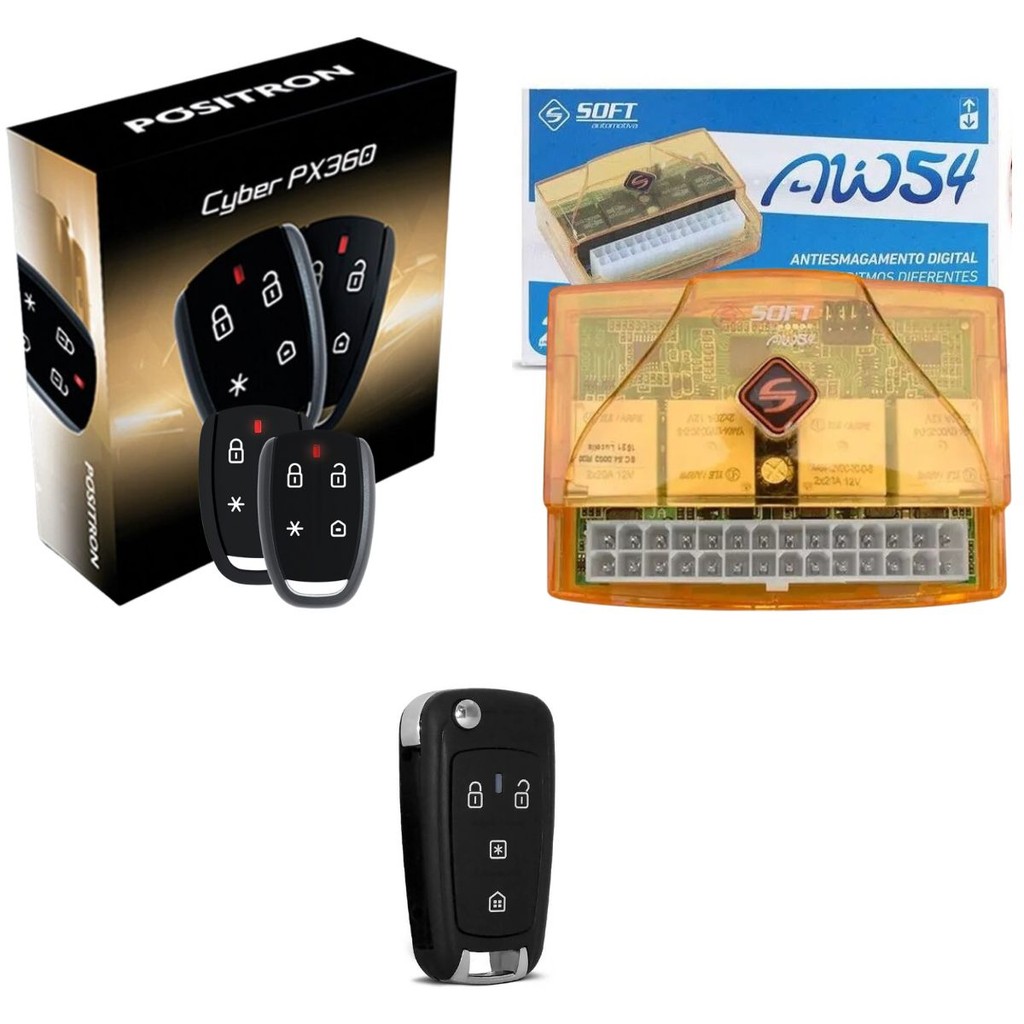 Alarme Automotivo Px360 + Chave Canivete + Modulo Vidro Aw54
