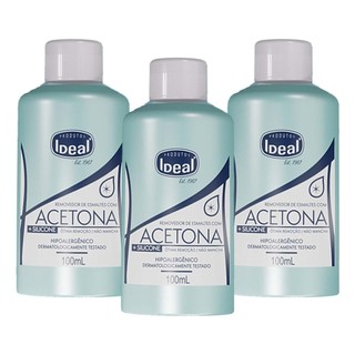 Kit 3 Und Acetona Removedor de Esmalte Ideal 100ml em Oferta na Shopee