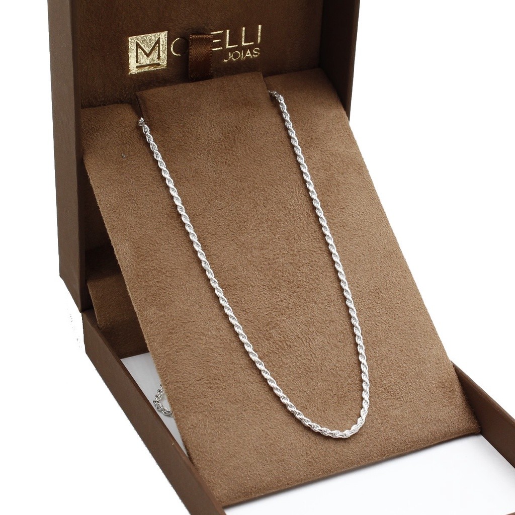 Corrente de prata 925 feminina malha baiano 40cm em Oferta na Shopee