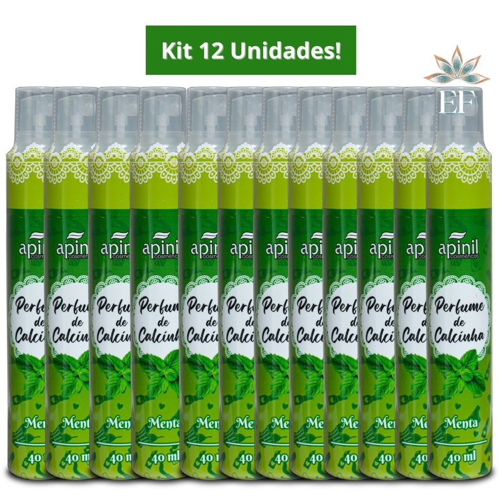 Kit 12 Unidades: Perfume de Calcinha Menta 40mL Apinil em Oferta na Shopee