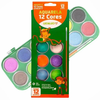 Aquarela 12 Cores Leo & Leo em Oferta na Shopee
