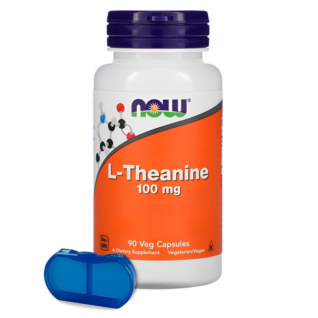 L-Theanine Teanina 100mg Now Foods 90 Cáps + Porta Cápsulas em Oferta na Shopee