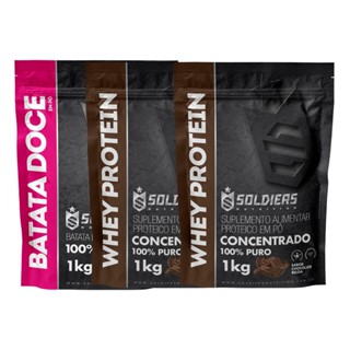 Kit: Whey Protein Concentrado 2kg + Batata Doce Desidratada Em Pó 1kg Soldiers Nutrition Proteína Muscular em Oferta na Shopee