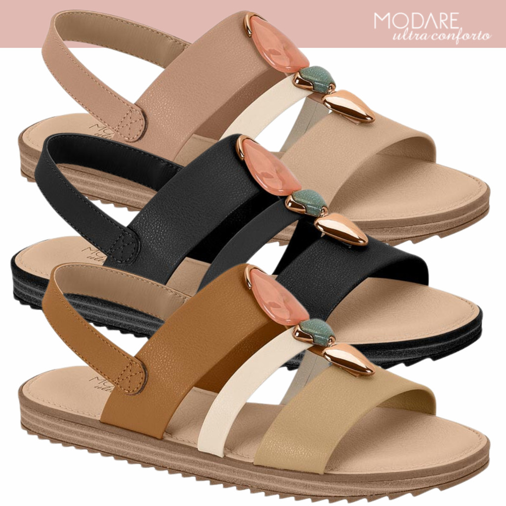 Sandália Feminina Modare Pedraria Calce Fácil Ultraconforto em Oferta na Shopee