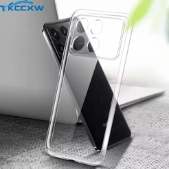 Para Xiaomi 14 14T Pro 14 Ultra Poco F6 X6 M6 Caso Simples Fino Macio TPU Transaprent Claro De Telefone Capa