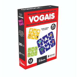 Quebra Cabeça Didático Aprendendo As Vogais Animais Madeira em Oferta na Shopee
