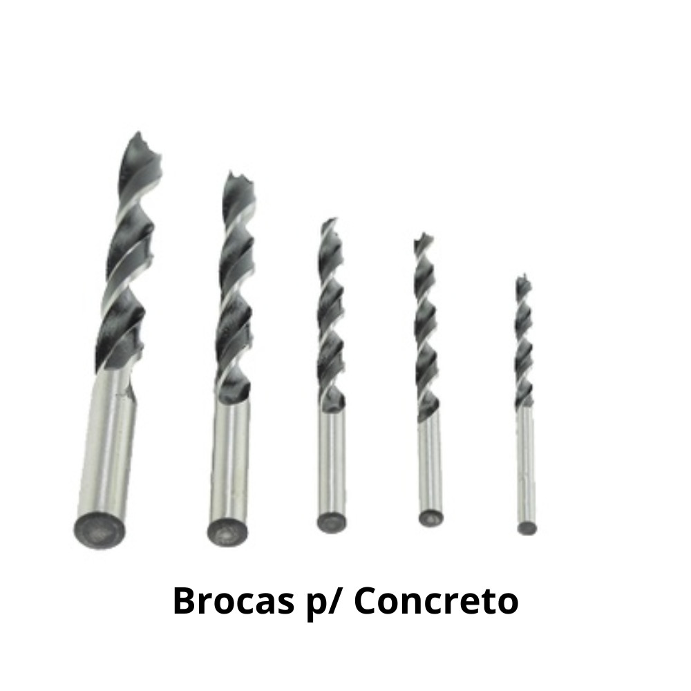Jogo de Brocas 05 Peças 4,0/ 5,0/ 6,0/ 0,8/ 10mm Casa Construção Utilidades