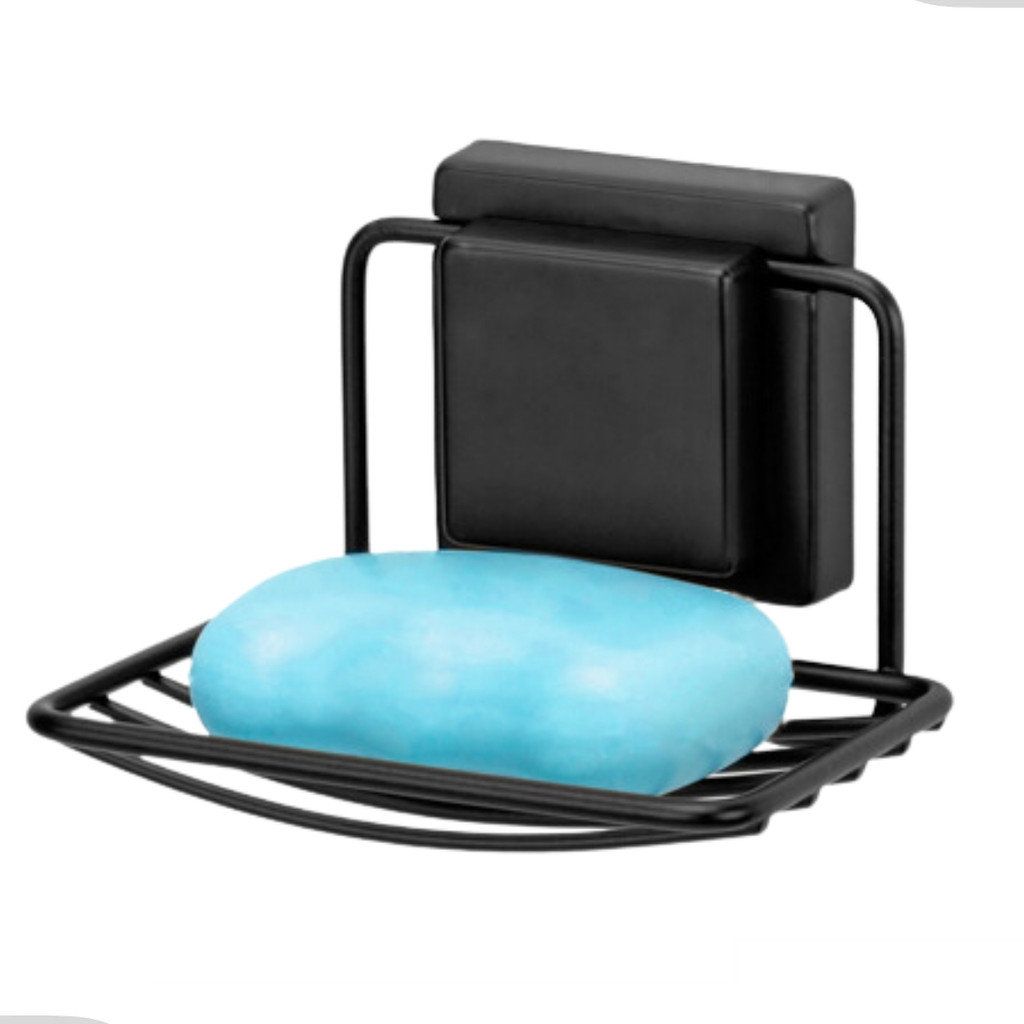 Saboneteira De Parede Porta Sabonete Barra Banheiro Lavabo Ventosa Sem Furo Preto Arthi - Home & Living