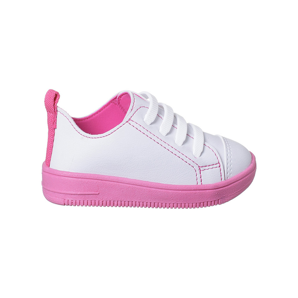 Tênis Infantil Feminino Ortopé Bliss Estica e Puxa Branco/Rosa - Baby & Kids Fashion