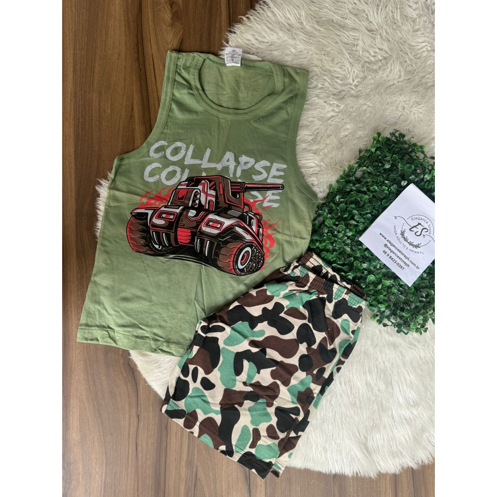 conjunto juvenil camuflado menino verão Calção + camiseta (tamanho 10)