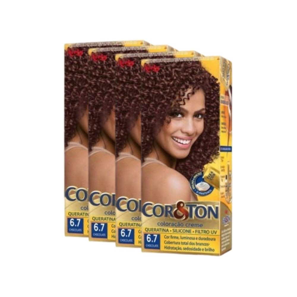 Kit de Tintura Cor & Ton 6.7 Chocolate (4 unidades) em Oferta na Shopee