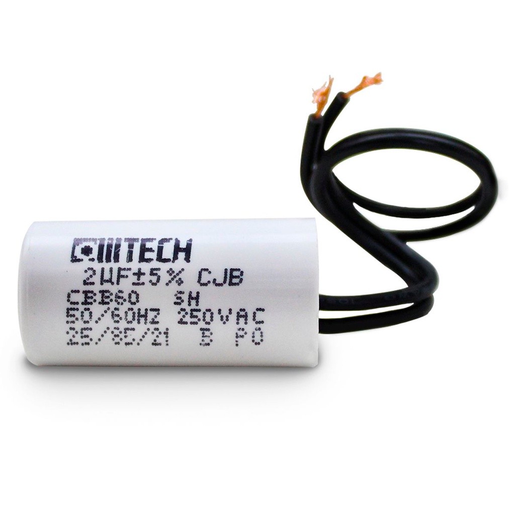 Capacitor Partida ALLTECH 2uf 250vac 2 Fios Motor Portão Eletrônico