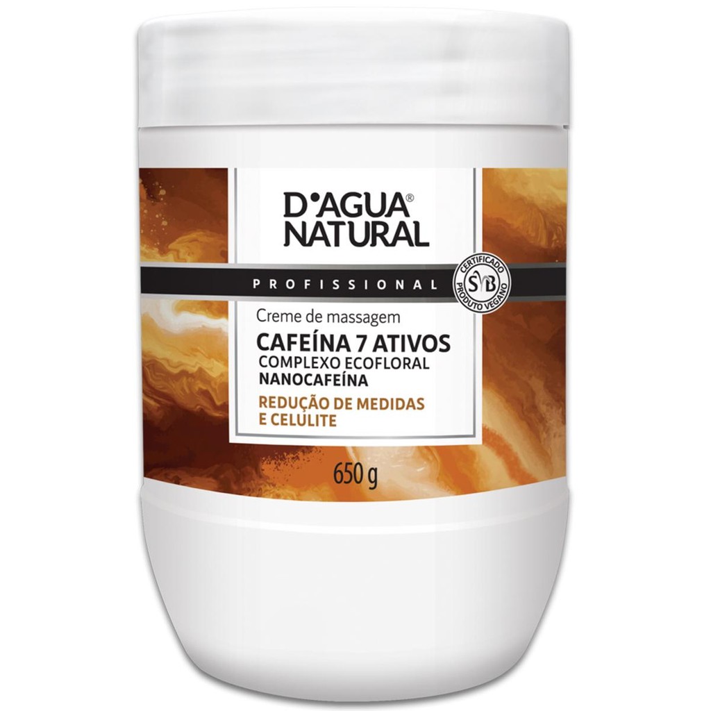 Creme De Massagem Corporal Dagua Natural Cafeína 7 Ativos 650g Redução de Medidas e Celulite
