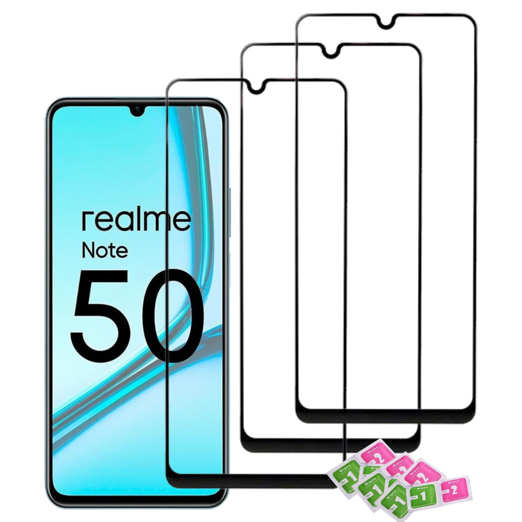 Kit 3 Película Frontal REALME NOTE 50 Vidro Temperado Full Glass Premium + Kit Aplicação