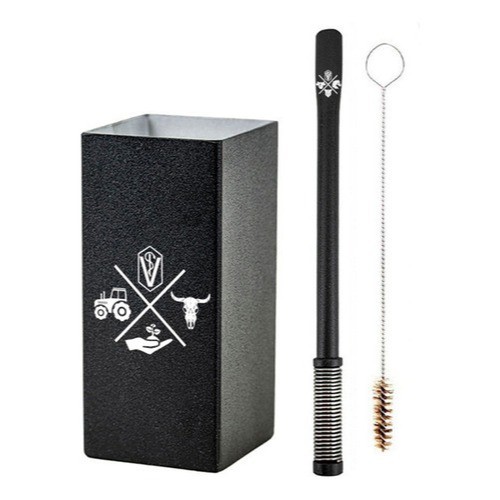 Kit Bomba Copo Terere Aço Inox Preto Laser - Made In Roça
