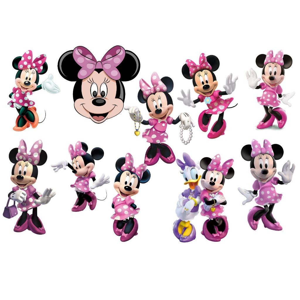 100 adesivos apliques Minnie rosa minie minei Toppers Tags Tubetes Docinhos Festa Enfeites para Aniversário lembrancinha lembrancinhas tag adesivo aplique
