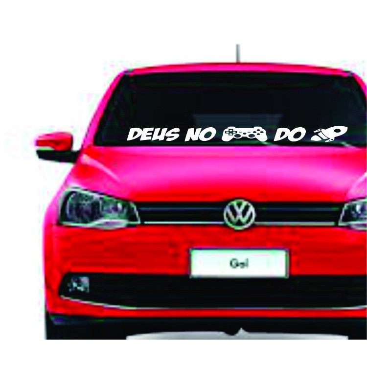 Adesivo Faixa Parabrisa  Carro Frase Deus no controle do Foguete Jato Frase Carro Rebaixado Dub Som Automotivo Tuning